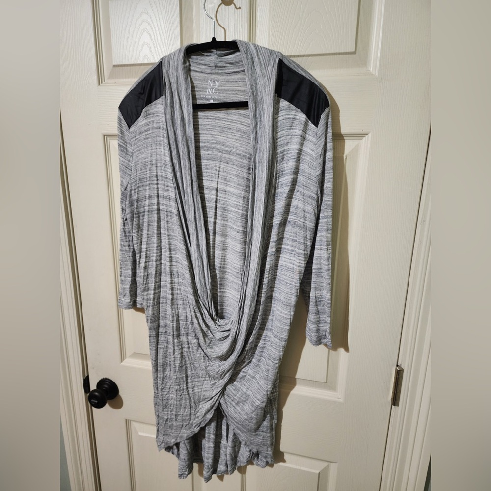 New York & Company Gray Drape Blouse